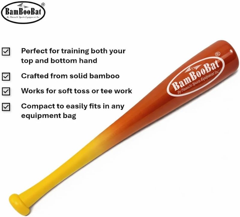 BamBooBat by PINNACLE SPORTS EQUIPMENT INC. Adult Baseball and Softball Wood One Hand Training Bat- 18 Inch or 21 Inch - Image 2